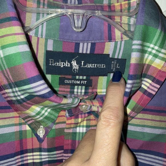 RALPH LAUREN Men Custom Fit Long Sleeve Casual Formal Shirt Size L - Picture 1 of 7